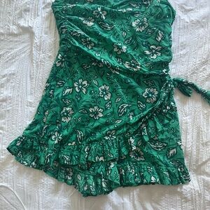 Green Floral Wrap romper